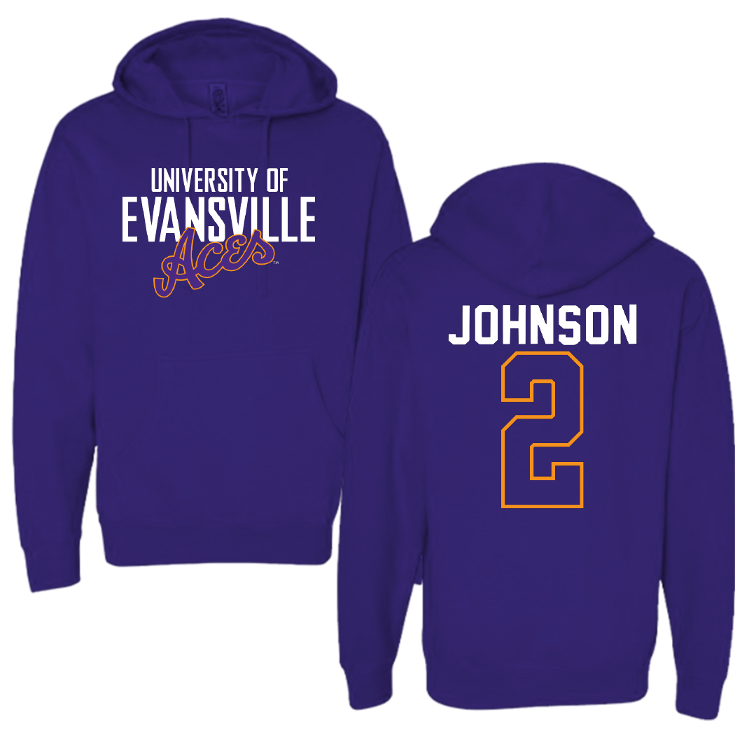 University of Evansville Soccer Purple University Hoodie - #2 Taylor Johnson
