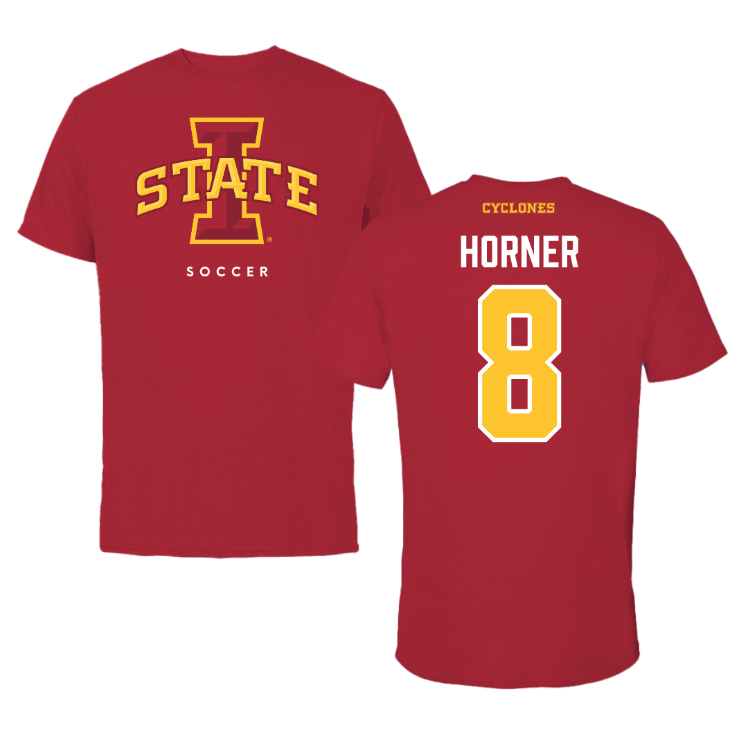 Iowa State University Soccer Cardinal Tee - #8 Avery Horner