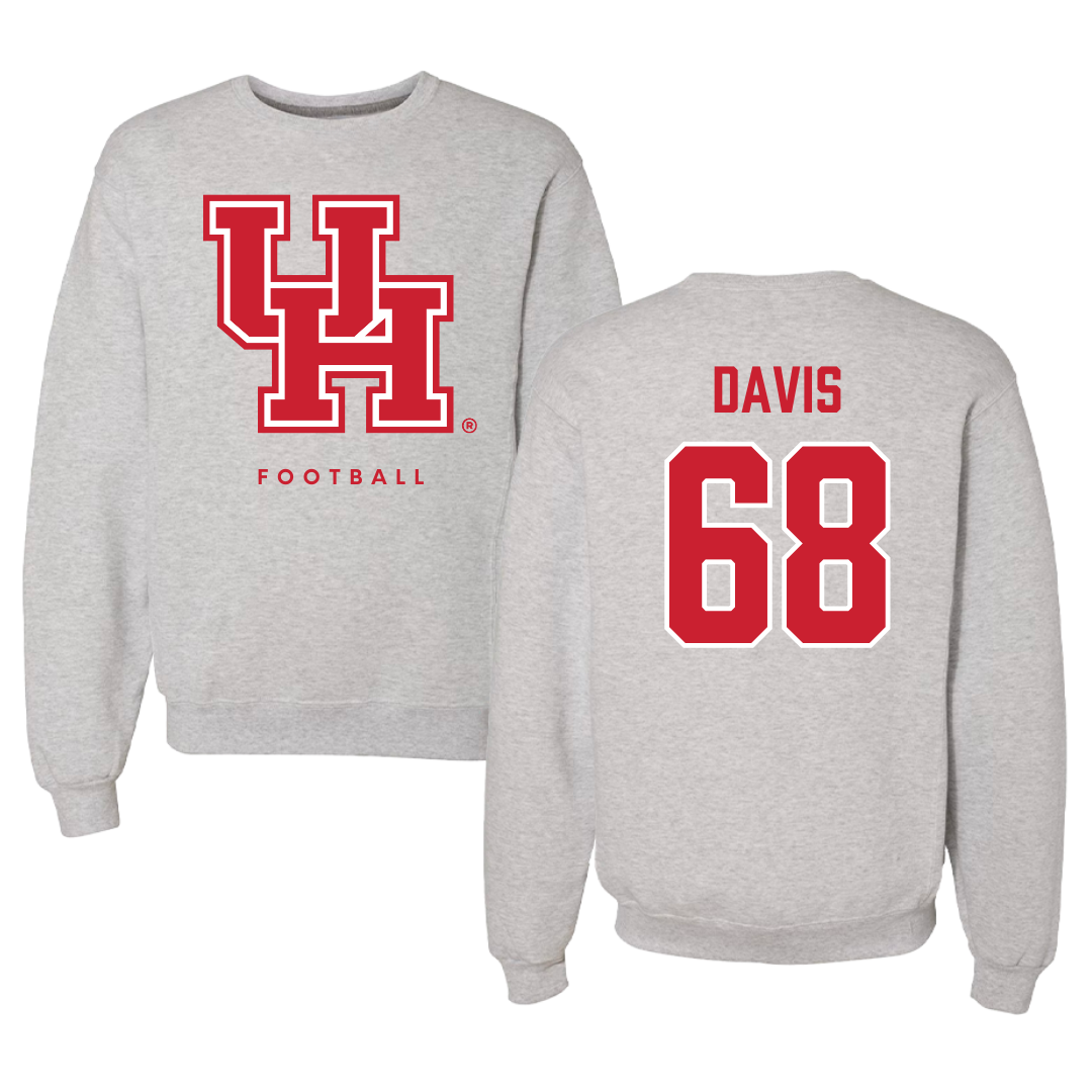 University of Houston Football Gray Crewneck - #68 Kaleb Davis