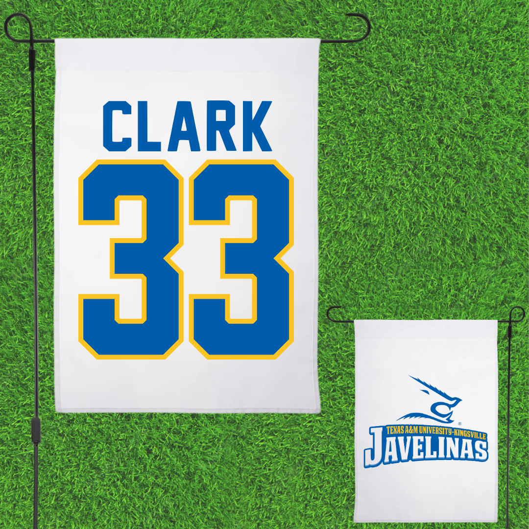 Texas A&M University-Kingsville Basketball White Garden Flag - #33 Jason Clark