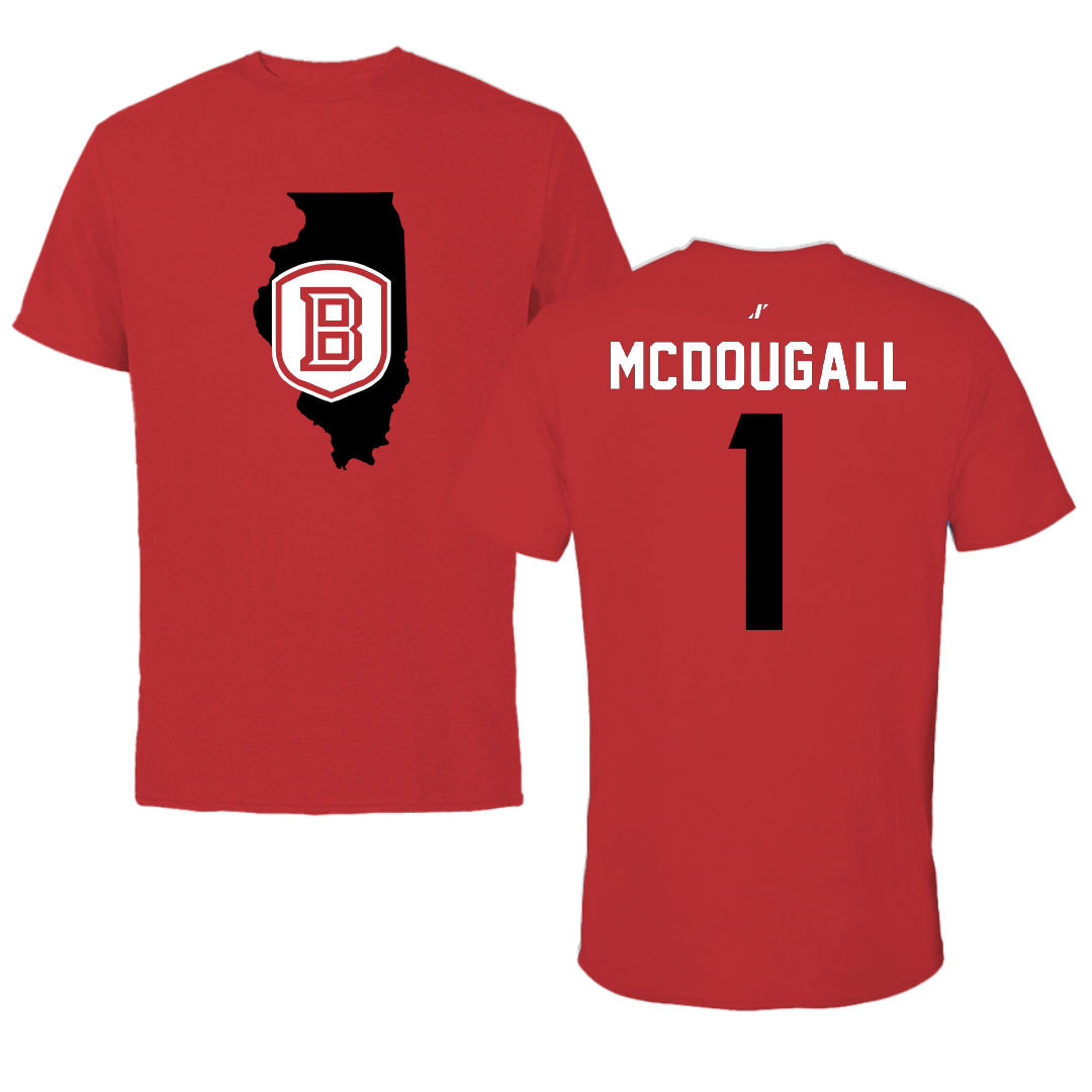 Bradley University Basketball Red State Performance Tee - #1 Claire McDougall