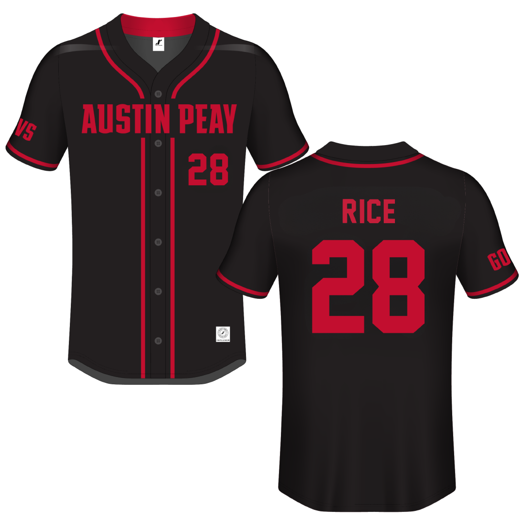 Austin Peay State University Black Button-Down Jersey - #28 Cannon Rice