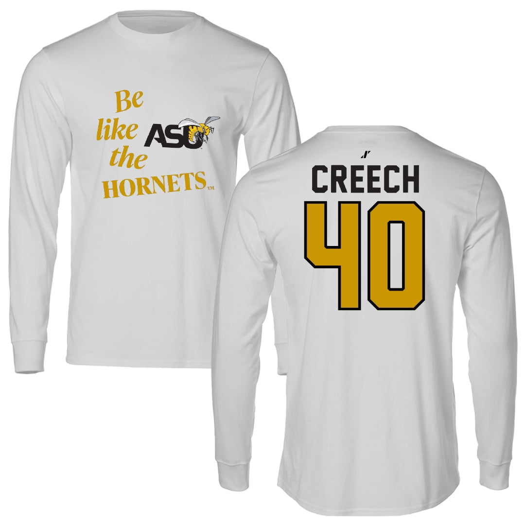 Alabama State University Football Light Gray Be Like Us Performance Long Sleeve - #40 Dylan Creech