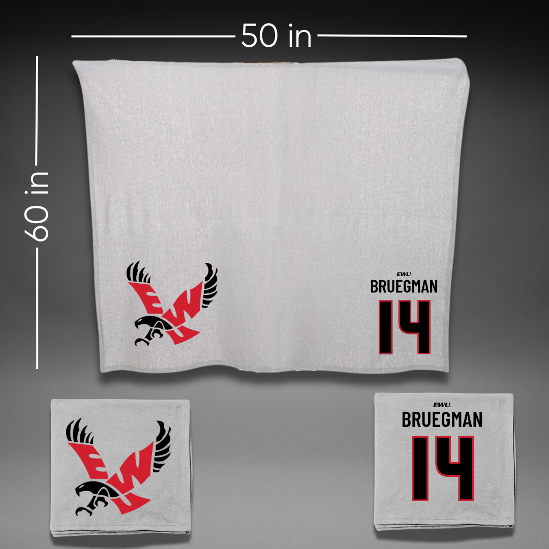 Eastern Washington University Volleyball Gray Blanket - #14 Elle Bruegman