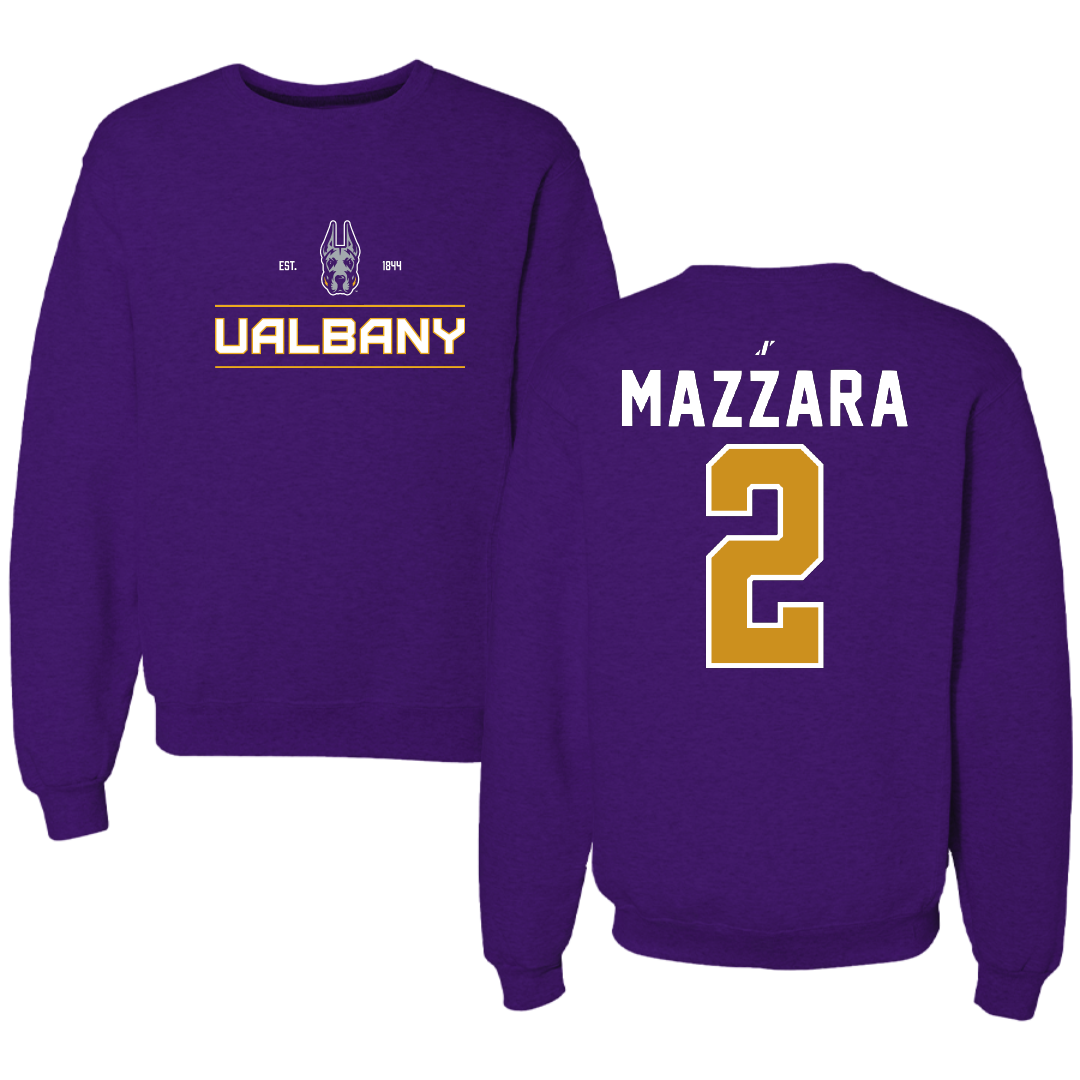 University at Albany Baseball Purple General Crewneck - #2 Victor Mazzara