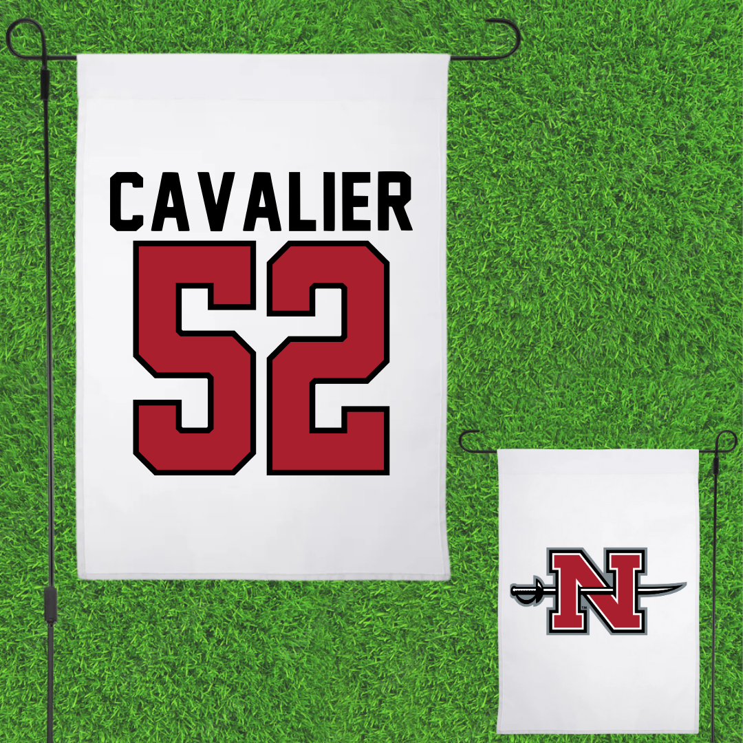 Nicholls State University Football White Garden Flag - #52 Andrew Cavalier