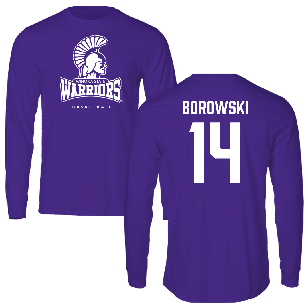 Winona State University Basketball Purple Performance Long Sleeve - #14 Ty Borowski
