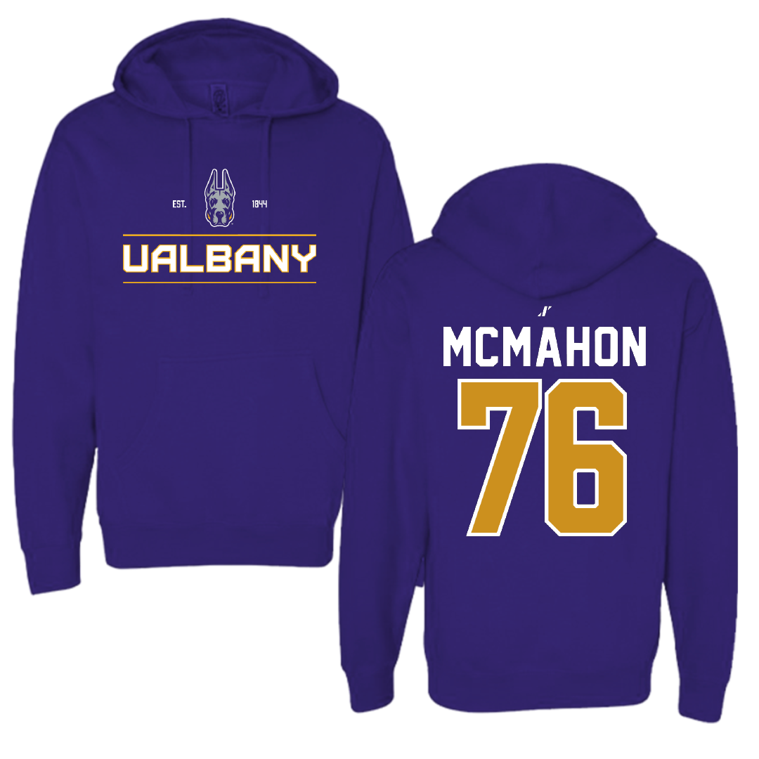 University at Albany Football Purple General Hoodie - #76 Joey McMahon