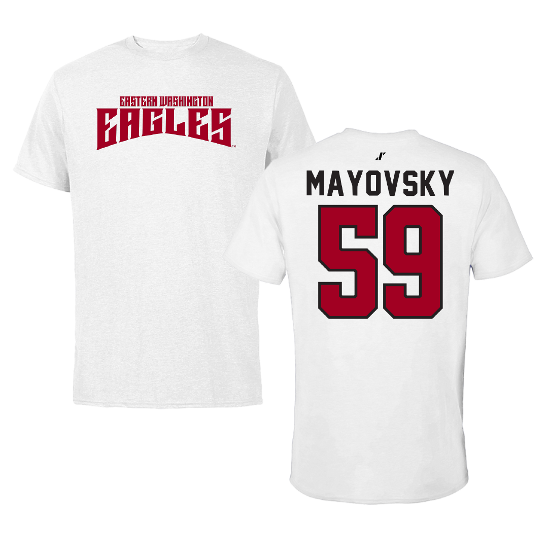 Eastern Washington University Football White Classic Performance Tee - #59 Myles Mayovsky