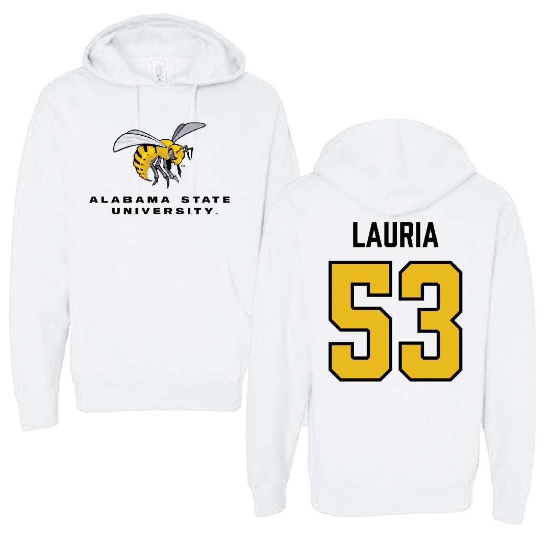 Alabama State University Football White Block Hoodie - #53 Thomas Lauria