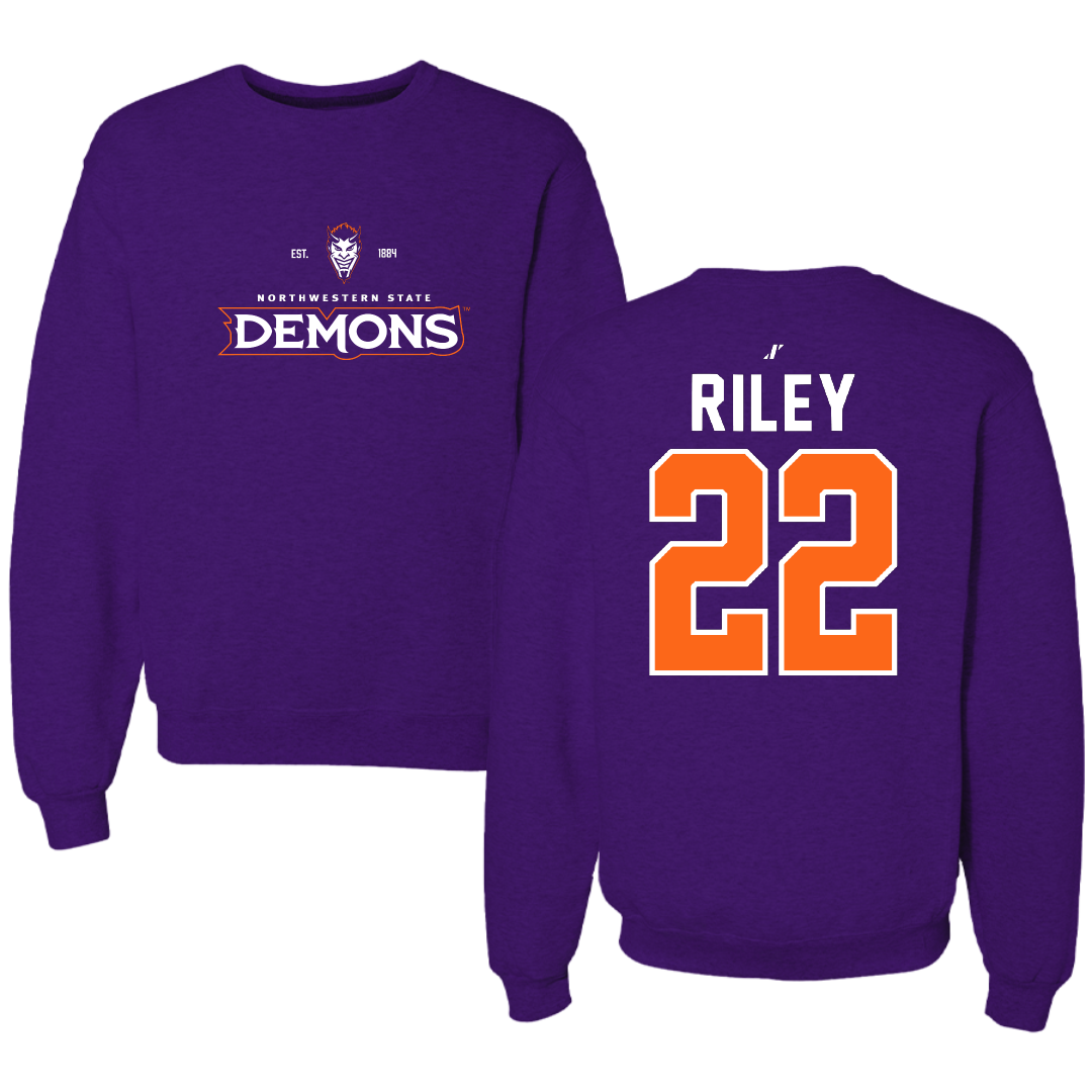 Northwestern State University Basketball Purple General Crewneck - #22 JC Riley