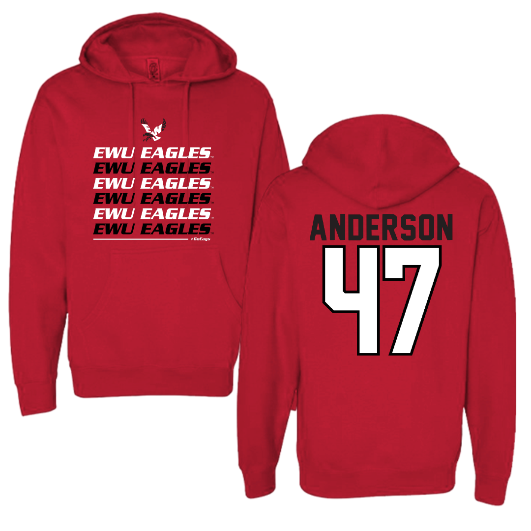 Eastern Washington University Football Red General Hoodie - #47 Samarai Anderson
