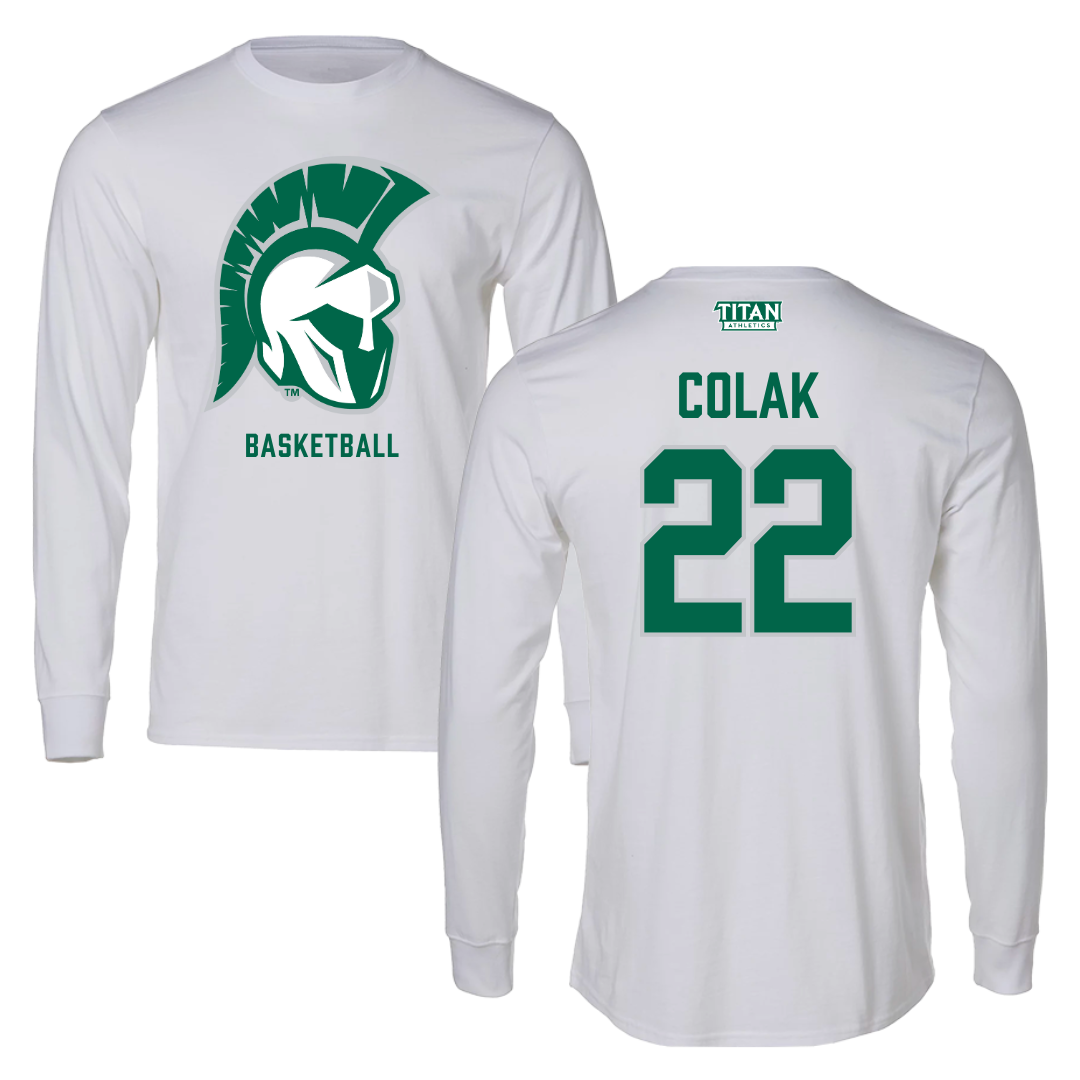 Illinois Wesleyan University Basketball White Long Sleeve - #22 Karlo Colak