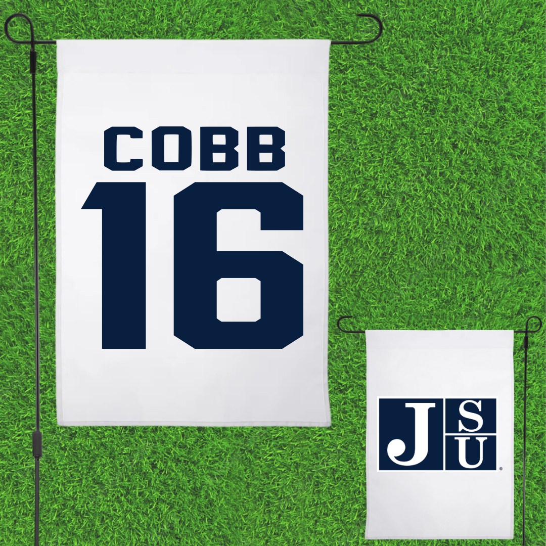 Jackson State University Soccer White Garden Flag - #16 Olivia Cobb