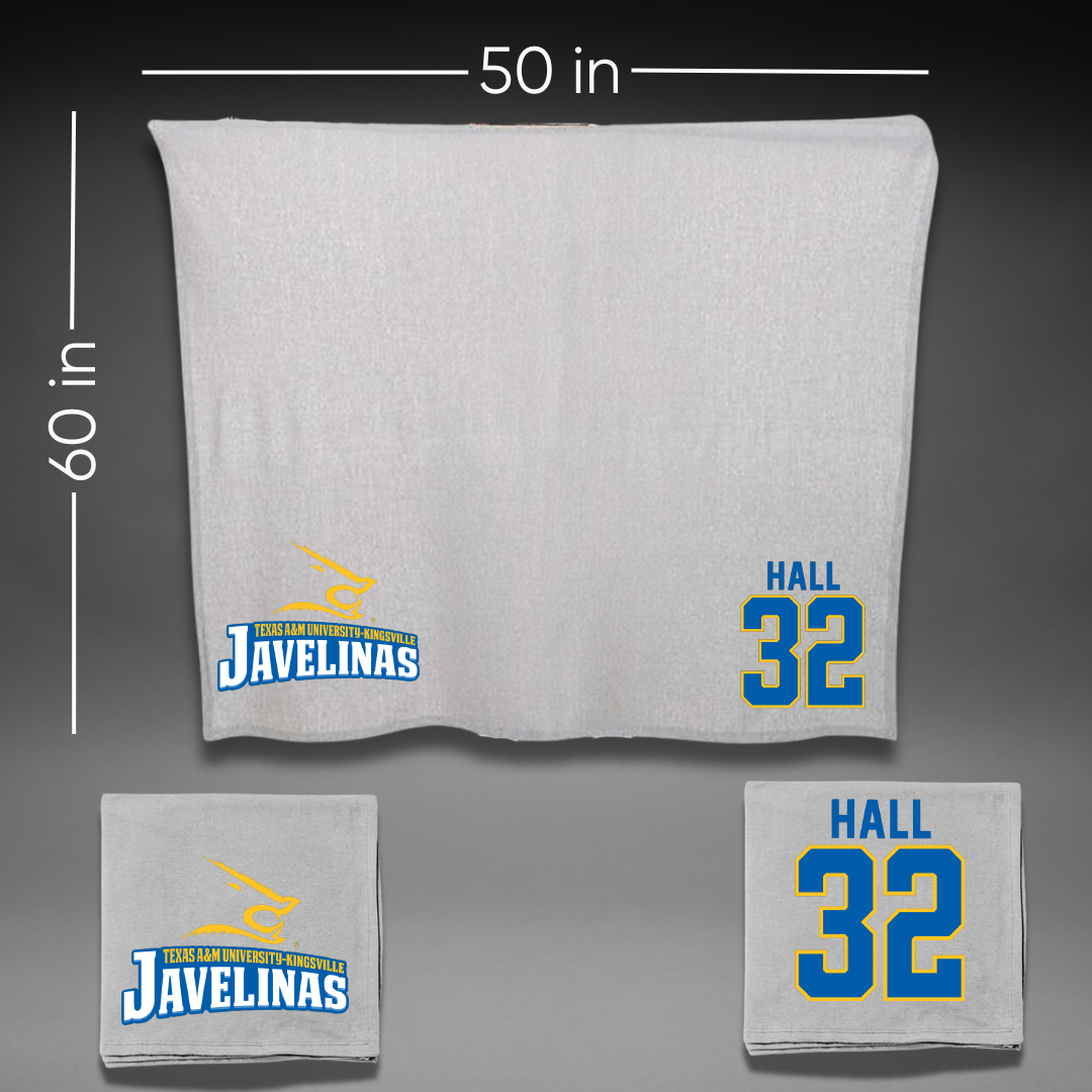 Texas A&M University-Kingsville Basketball Gray Javelinas Blanket - #32 Jarin Hall
