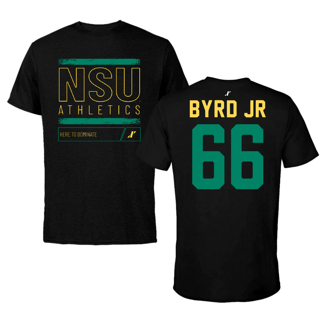 Norfolk State University Football Black Dominate Tee - #66 Vincent Byrd Jr