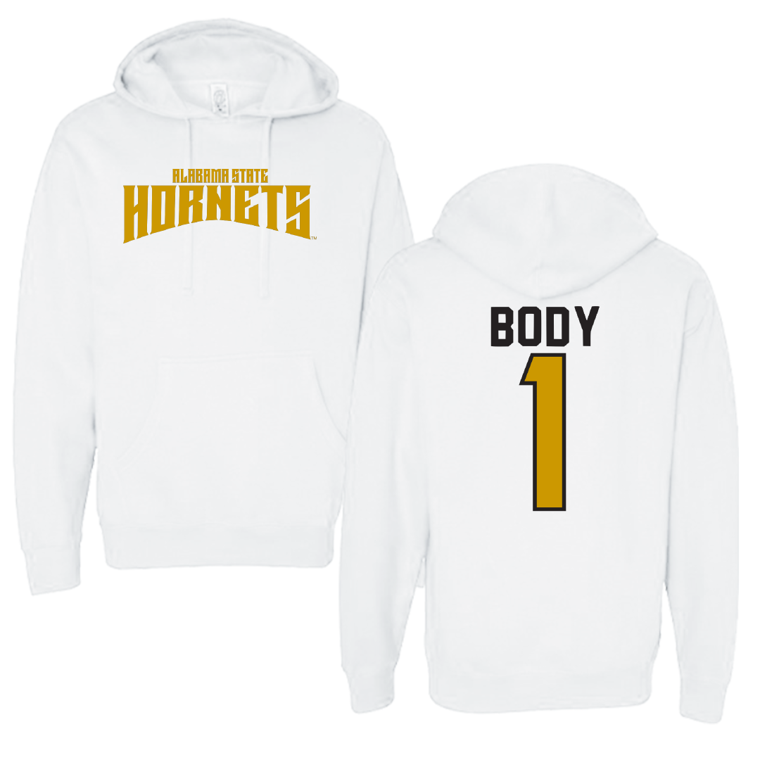 Alabama State University Football White Classic Hoodie - #1 Andrew Body