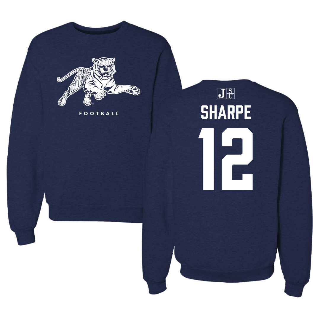 Jackson State University Football Navy Crewneck - #12 Nireek Sharpe