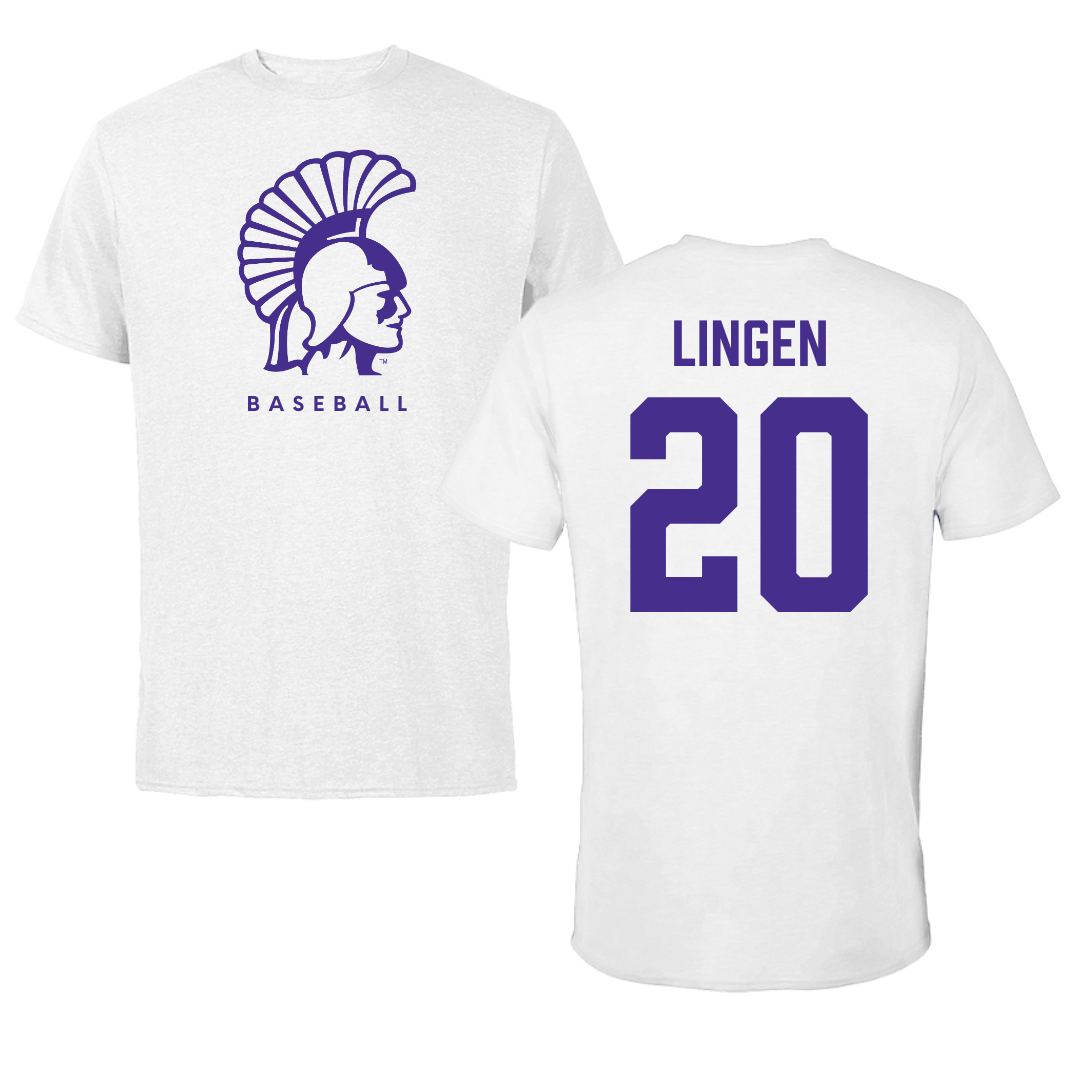 Winona State University Baseball White Tee - #20 Drew Lingen