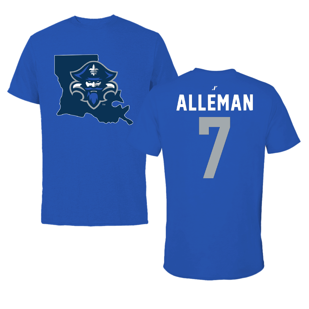 University of New Orleans Volleyball Blue State Tee - #7 Lani Alleman