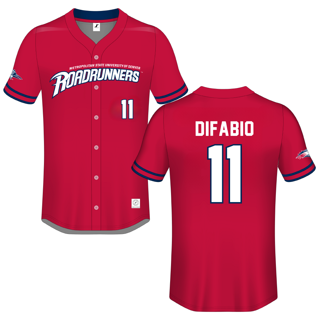 Metropolitan State University of Denver Red Button-Down Jersey - #11 Hannah DiFabio