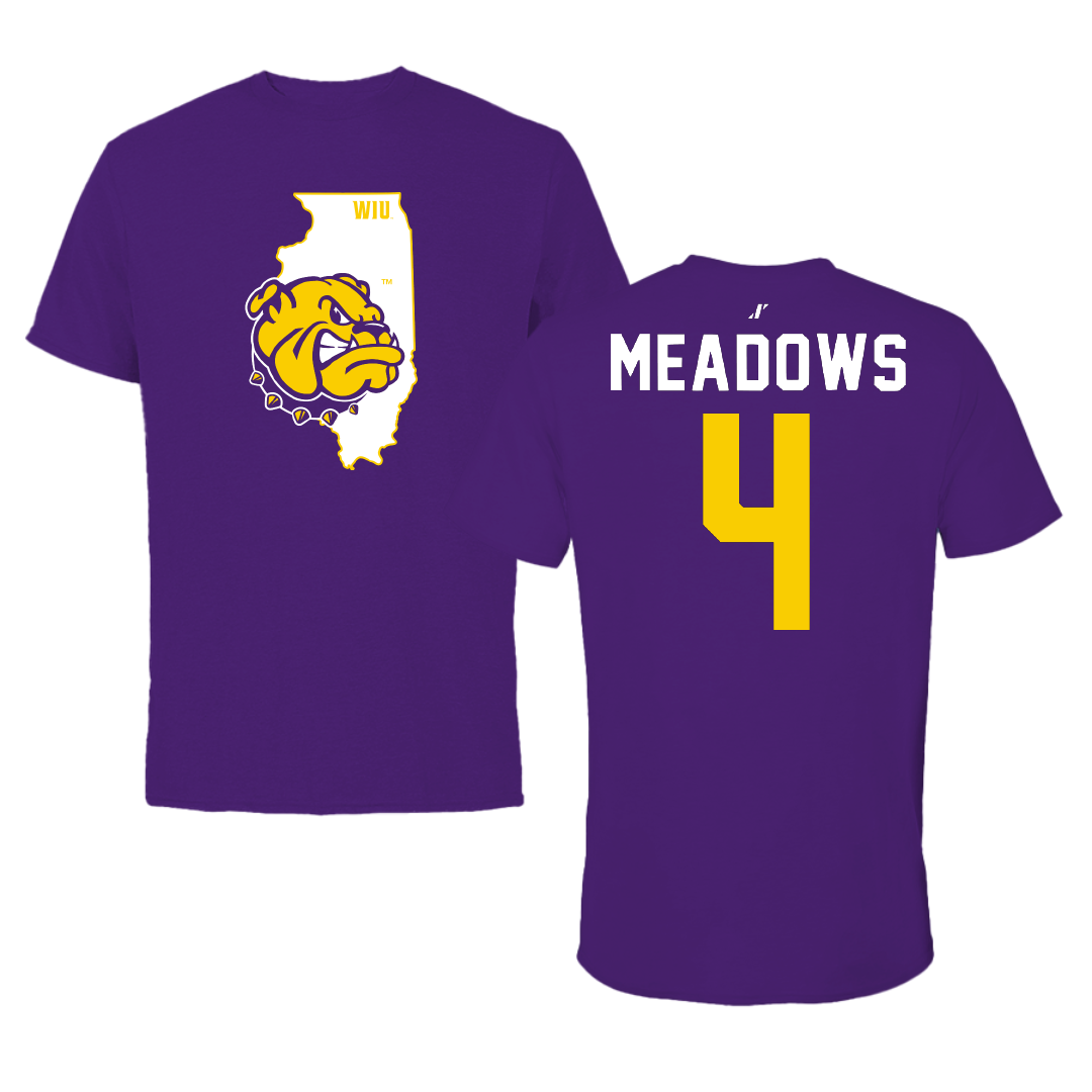 Western Illinois University Basketball Purple State Tee - #4 Allie Meadows