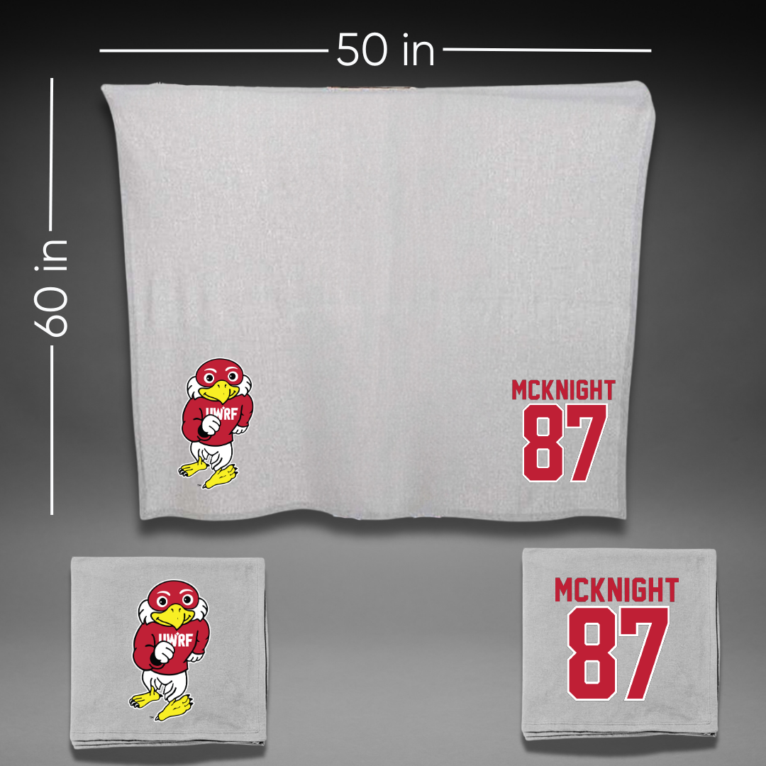 University of Wisconsin-River Falls Football Gray Blanket - #87 Brody McKnight