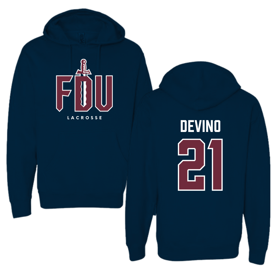 Fairleigh Dickinson University-Metropolitan Campus Lacrosse Navy Hoodie - #21 Mia Devino