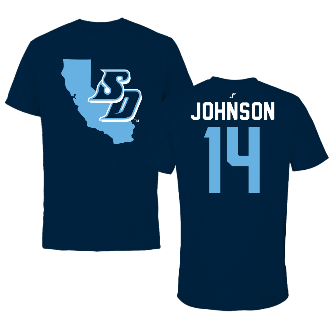 University of San Diego Softball Navy State Tee - #14 Taylor Johnson