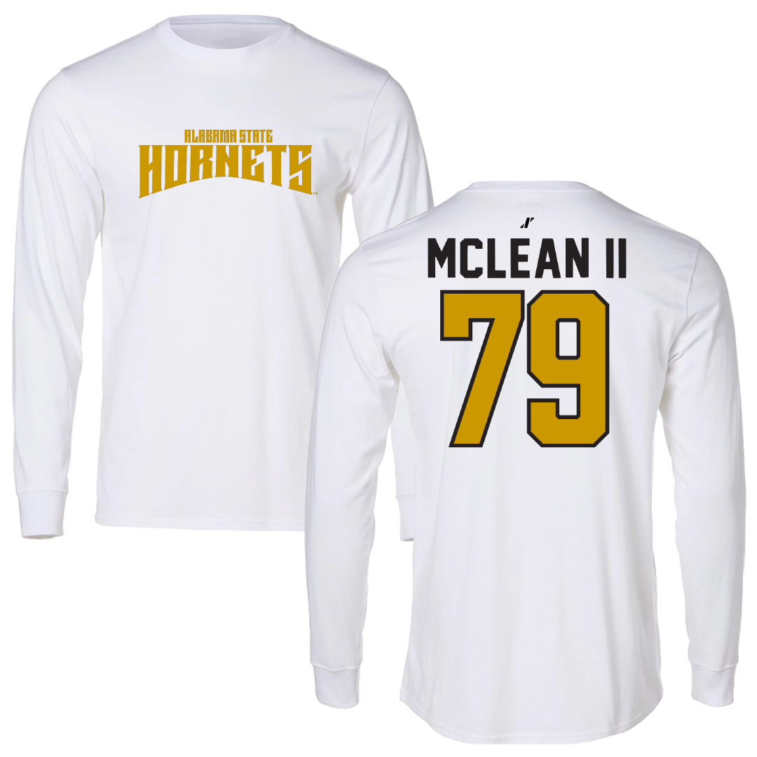 Alabama State University Football White Classic Long Sleeve - #79 Phillip McLean II