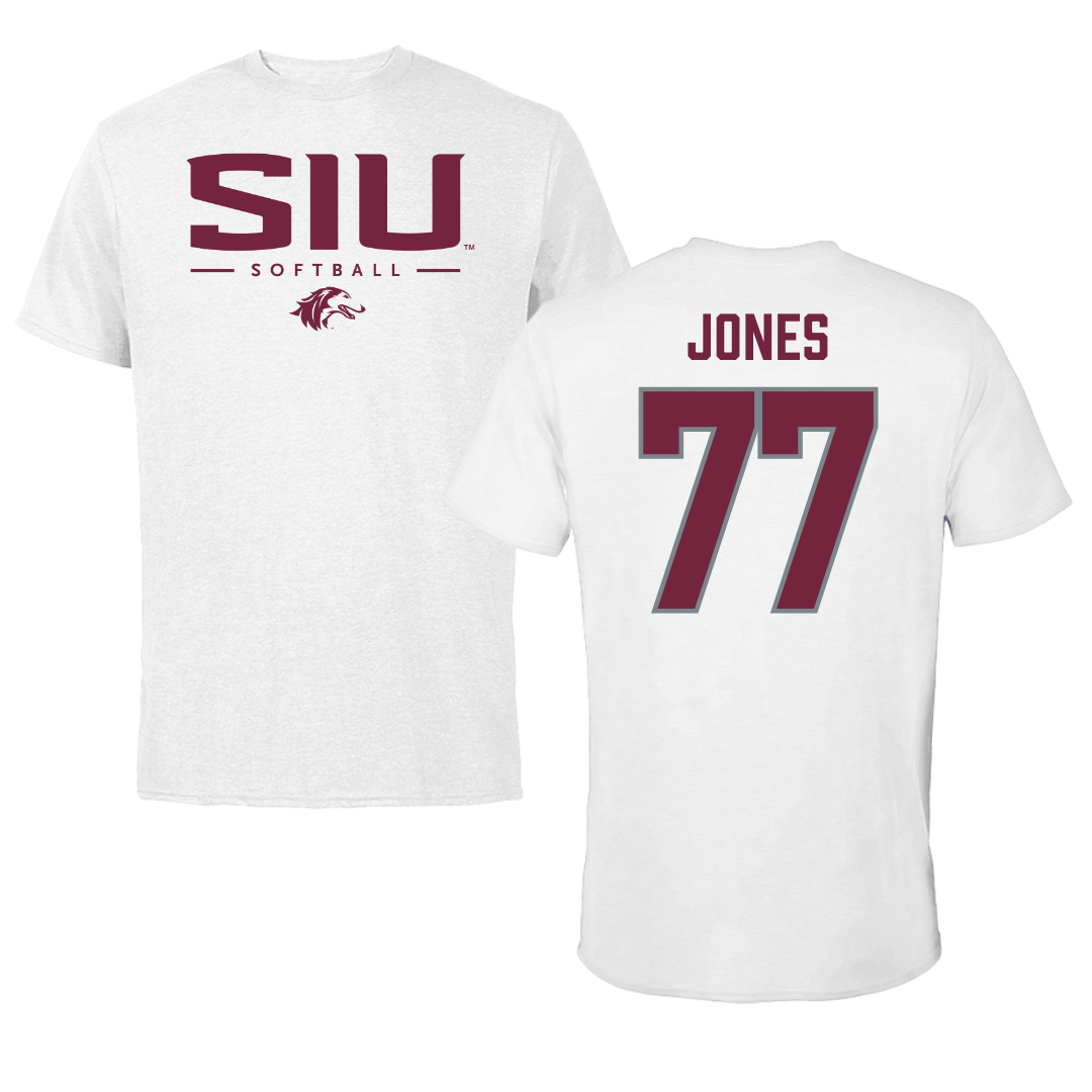 Southern Illinois University at Carbondale Softball White Performance Tee - #77 Sidney Jones