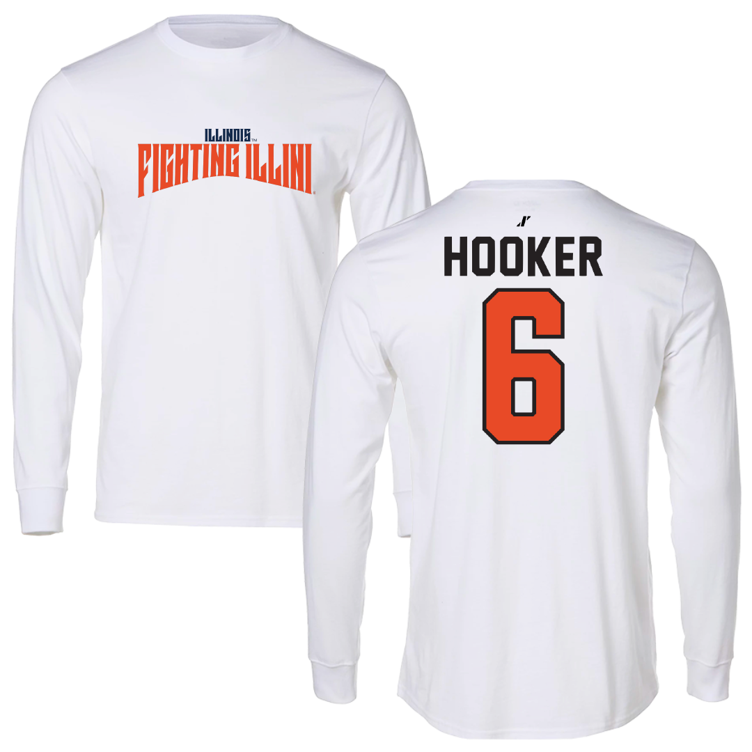 University of Illinois Softball White Classic Long Sleeve - #6 Juliana Hooker