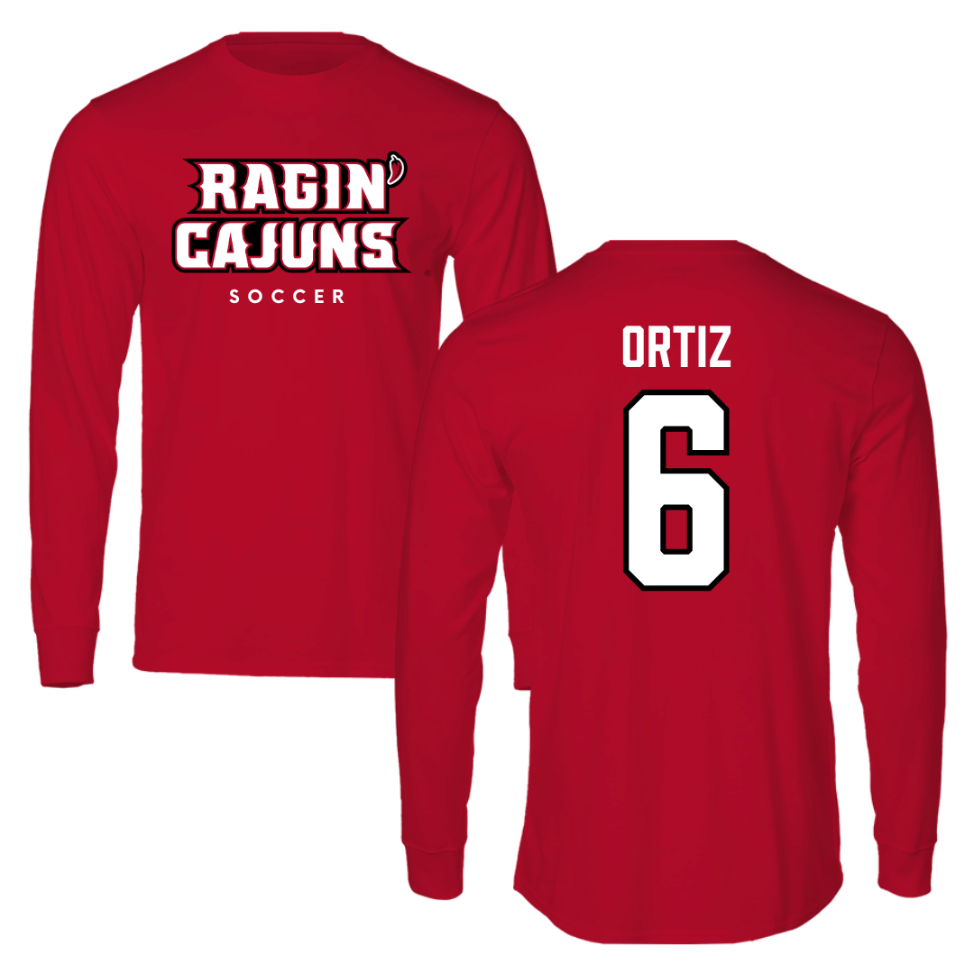 University of Louisiana at Lafayette Soccer Red Performance Long Sleeve - #6 Lucy Ortiz