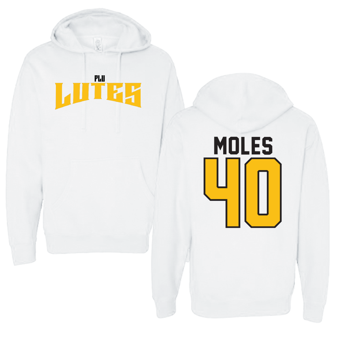 Pacific Lutheran University Basketball White Classic Hoodie - #40 Madison Moles
