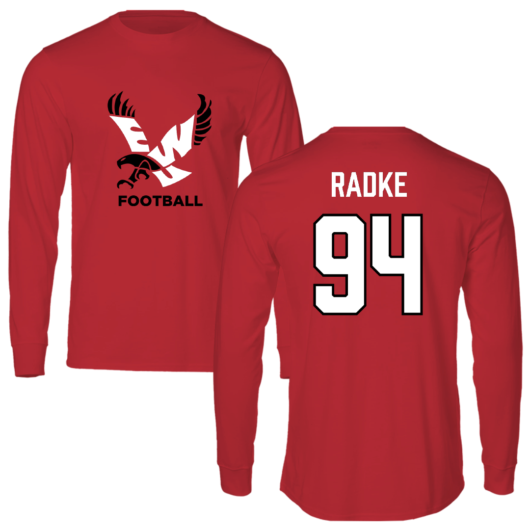 Eastern Washington University Football Red EWU Performance Long Sleeve - #94 Jaden Radke