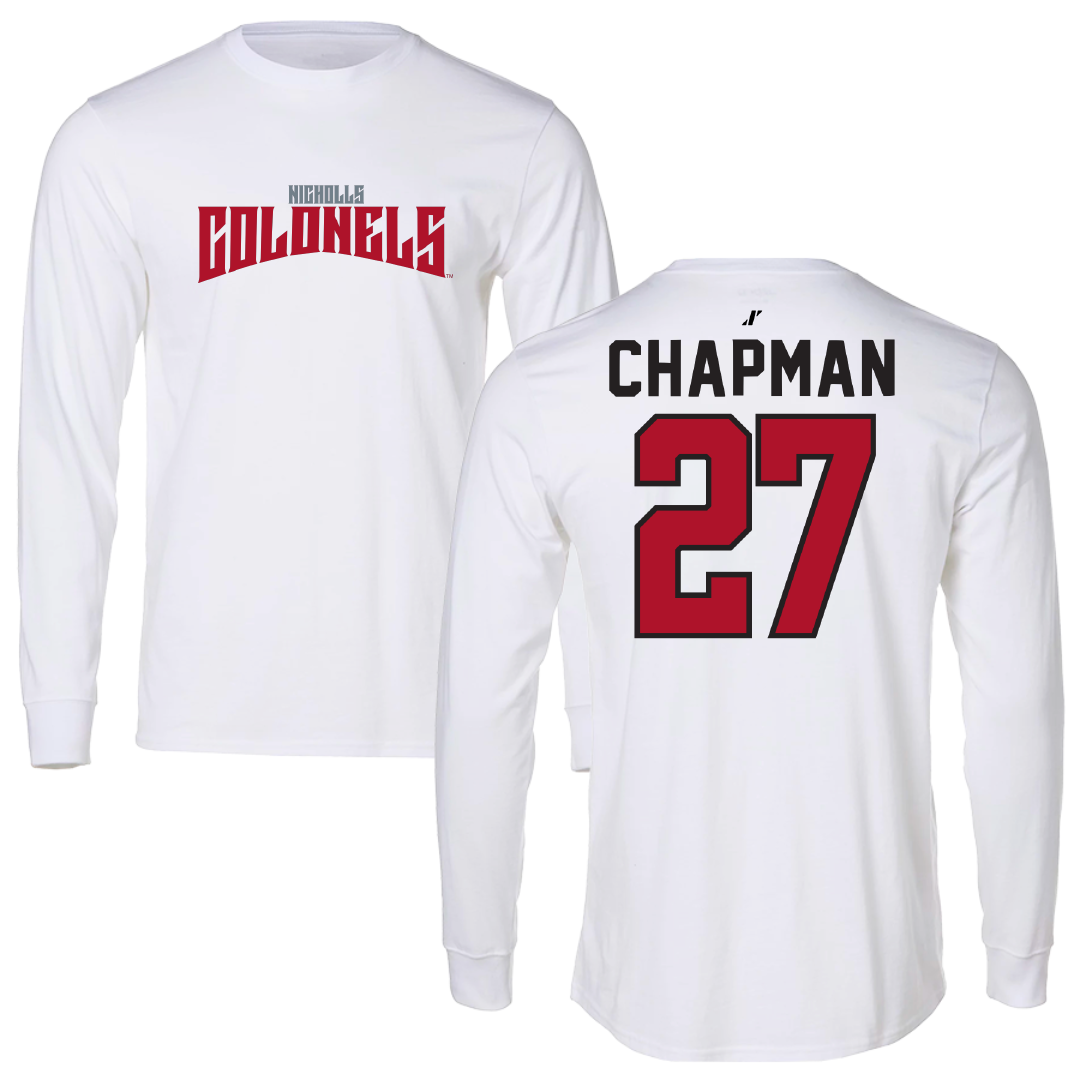 Nicholls State University Football White Classic Performance Long Sleeve - #27 Gil Chapman