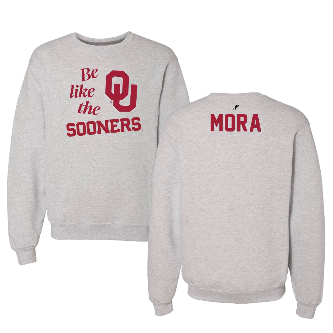 University of Oklahoma Wrestling Light Gray Be Like Us Crewneck - Juan Mora