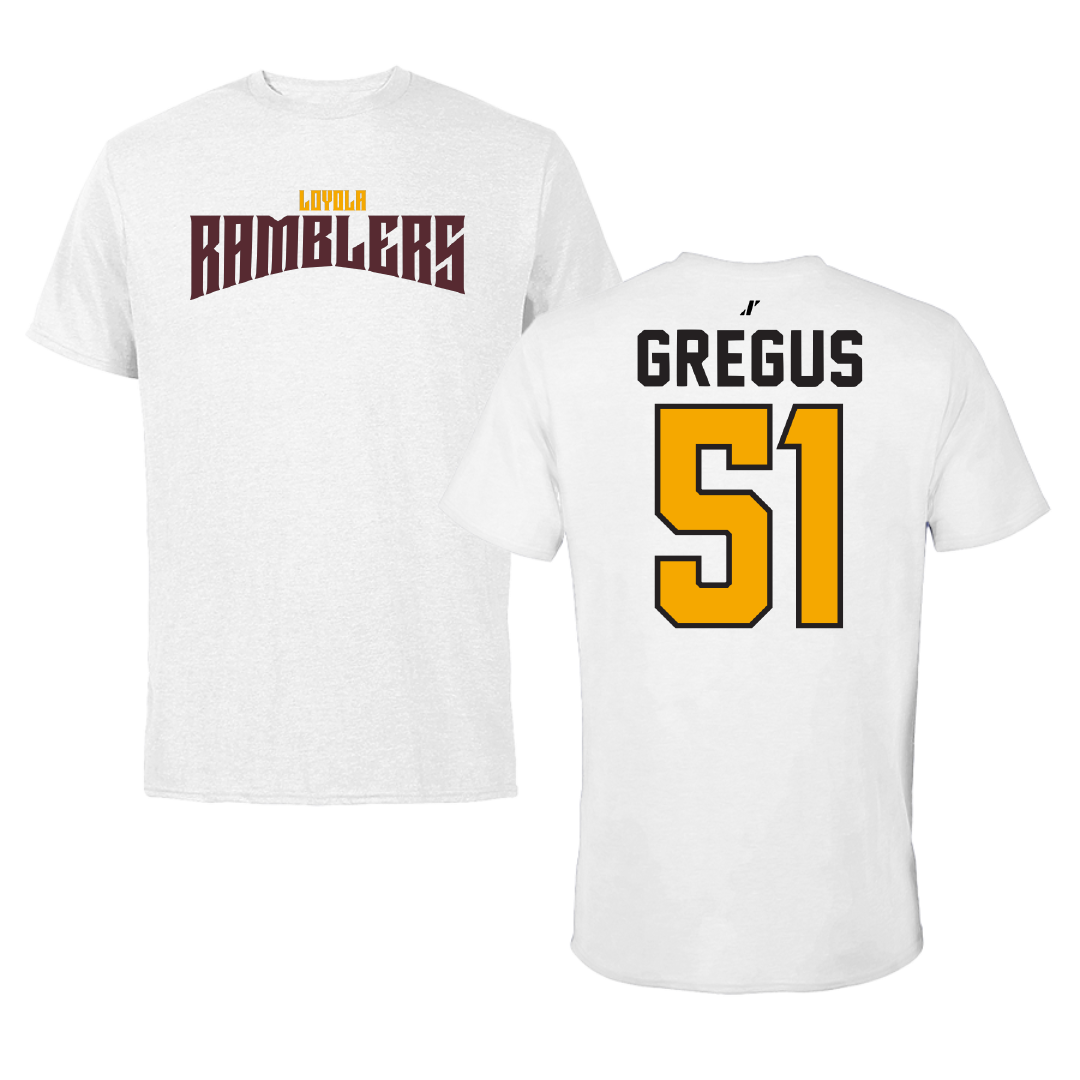 Loyola University-Chicago Softball White Classic Performance Tee - #51 Abbie Gregus