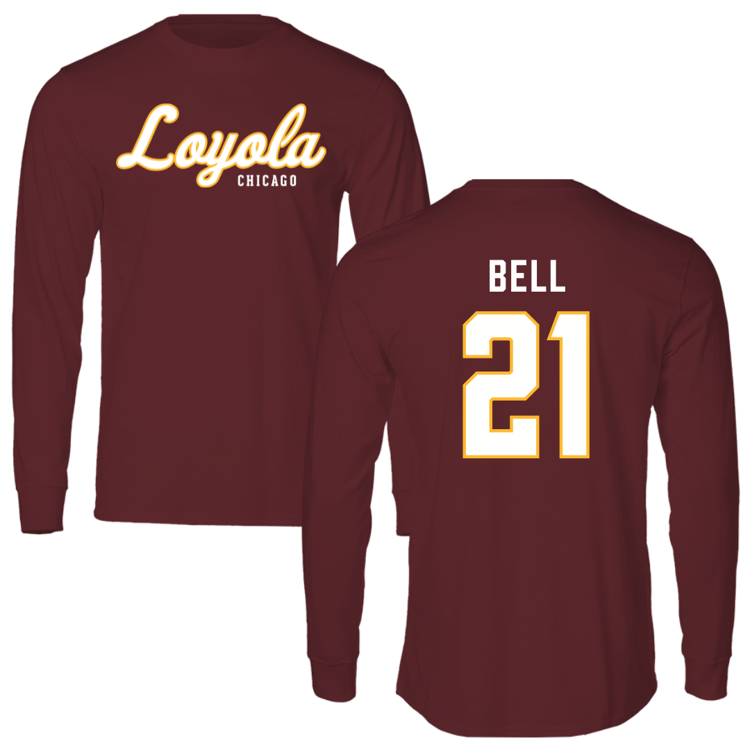 Loyola University-Chicago Volleyball Maroon Performance Long Sleeve - #21 Brad Bell