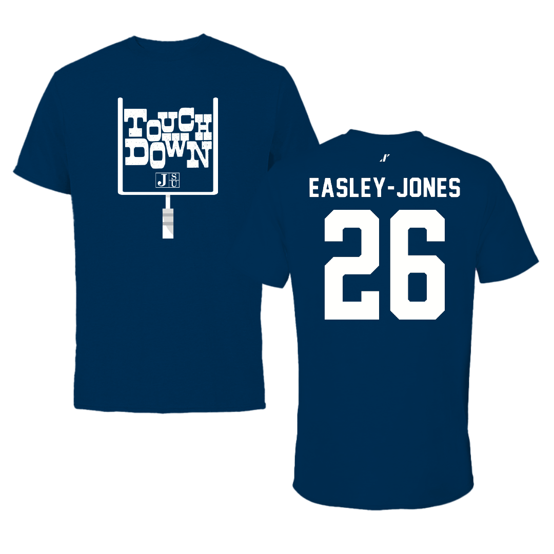 Jackson State University Football Navy Touchdown Performance Tee - #26 Tavarious Easley-Jones