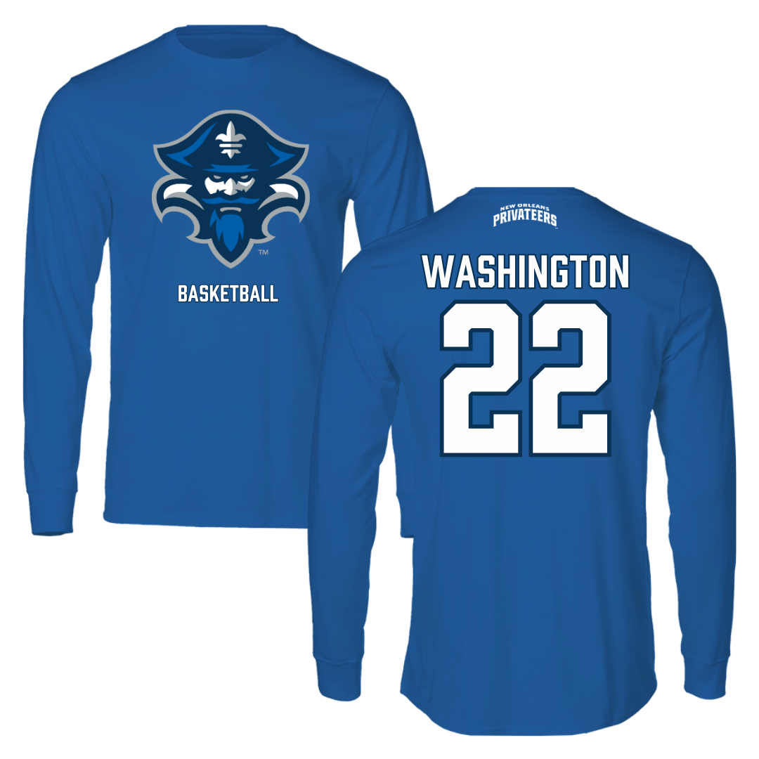University of New Orleans Basketball Blue Long Sleeve - #22 Darrius Washington