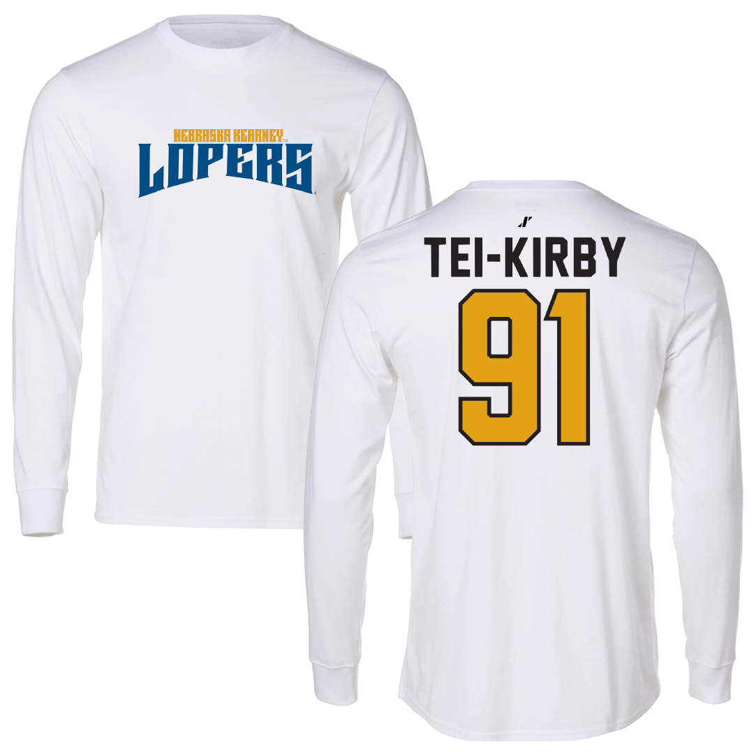 University of Nebraska at Kearney Football White Classic Long Sleeve - #91 Wayne Tei-Kirby