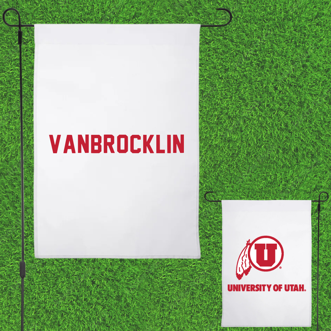 University of Utah Swimming & Diving White Garden Flag - Evan VanBrocklin