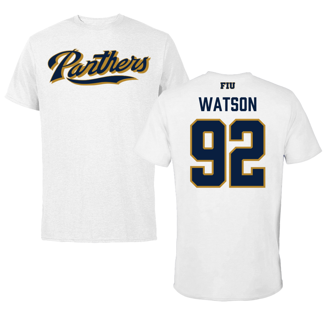 Florida International University Football White Tee - #92 Nicholas Watson