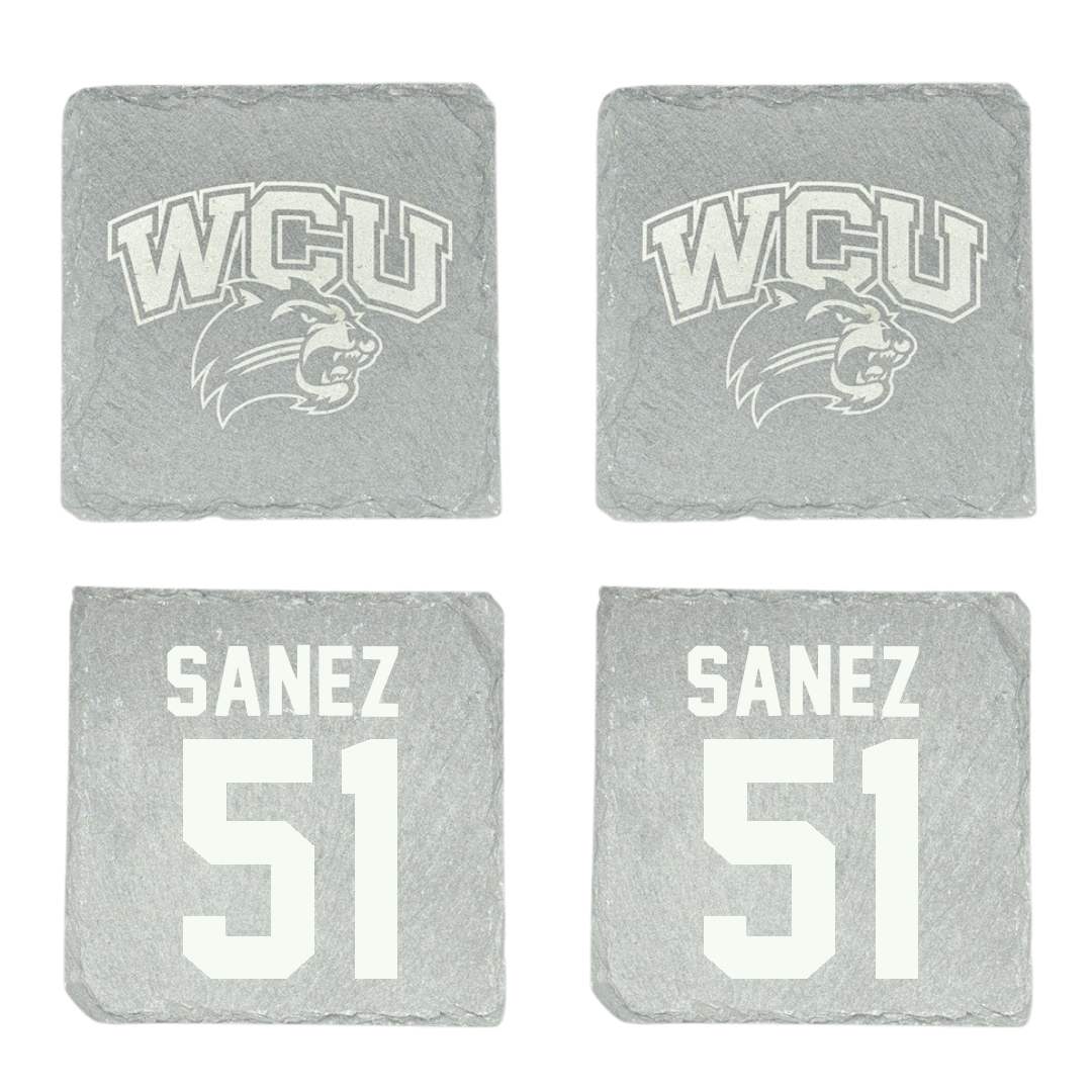 Western Carolina University Football Stone Coaster (4 Pack)  - #51 Aaron Sanez