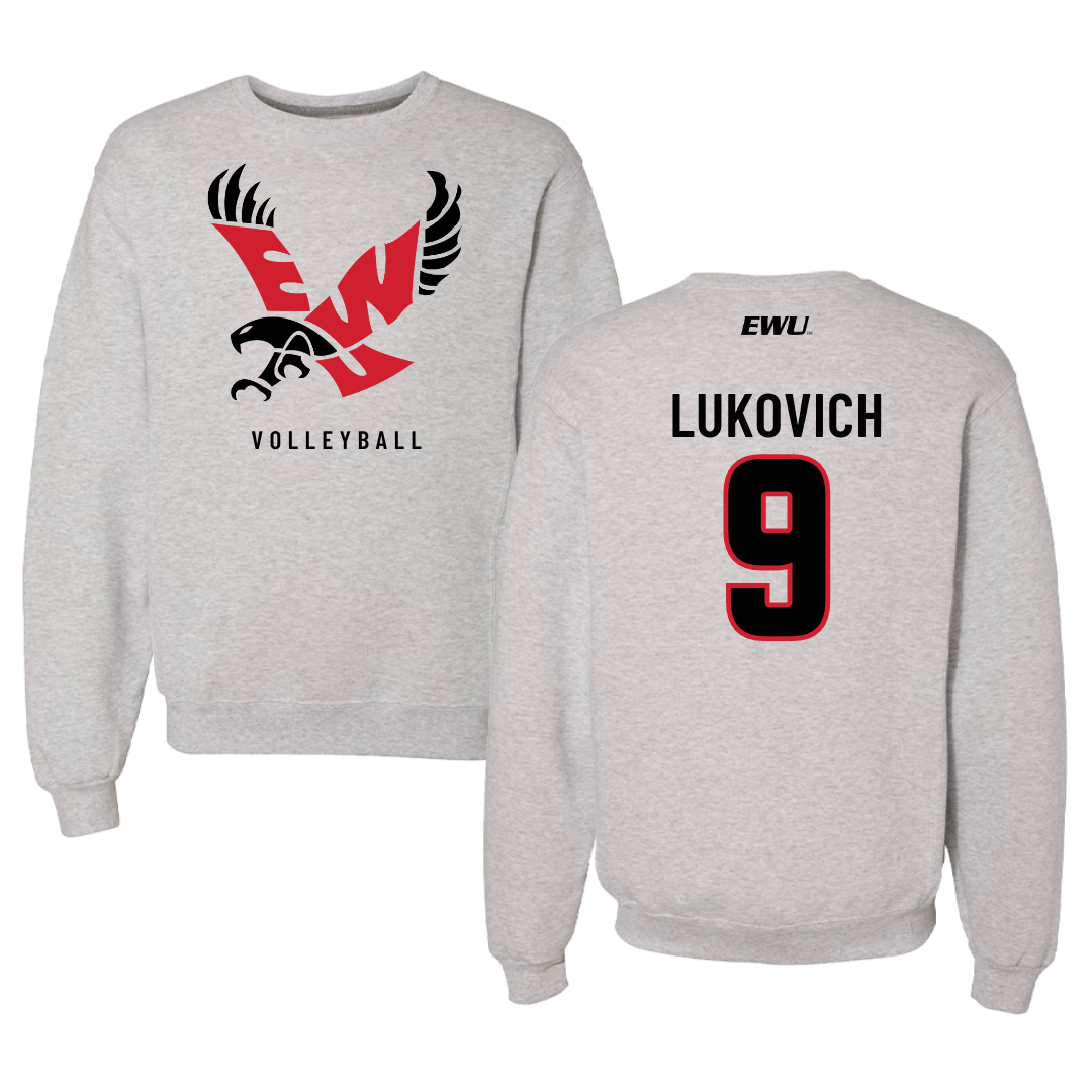 Eastern Washington University Volleyball Gray Crewneck - #9 Kalista Lukovich