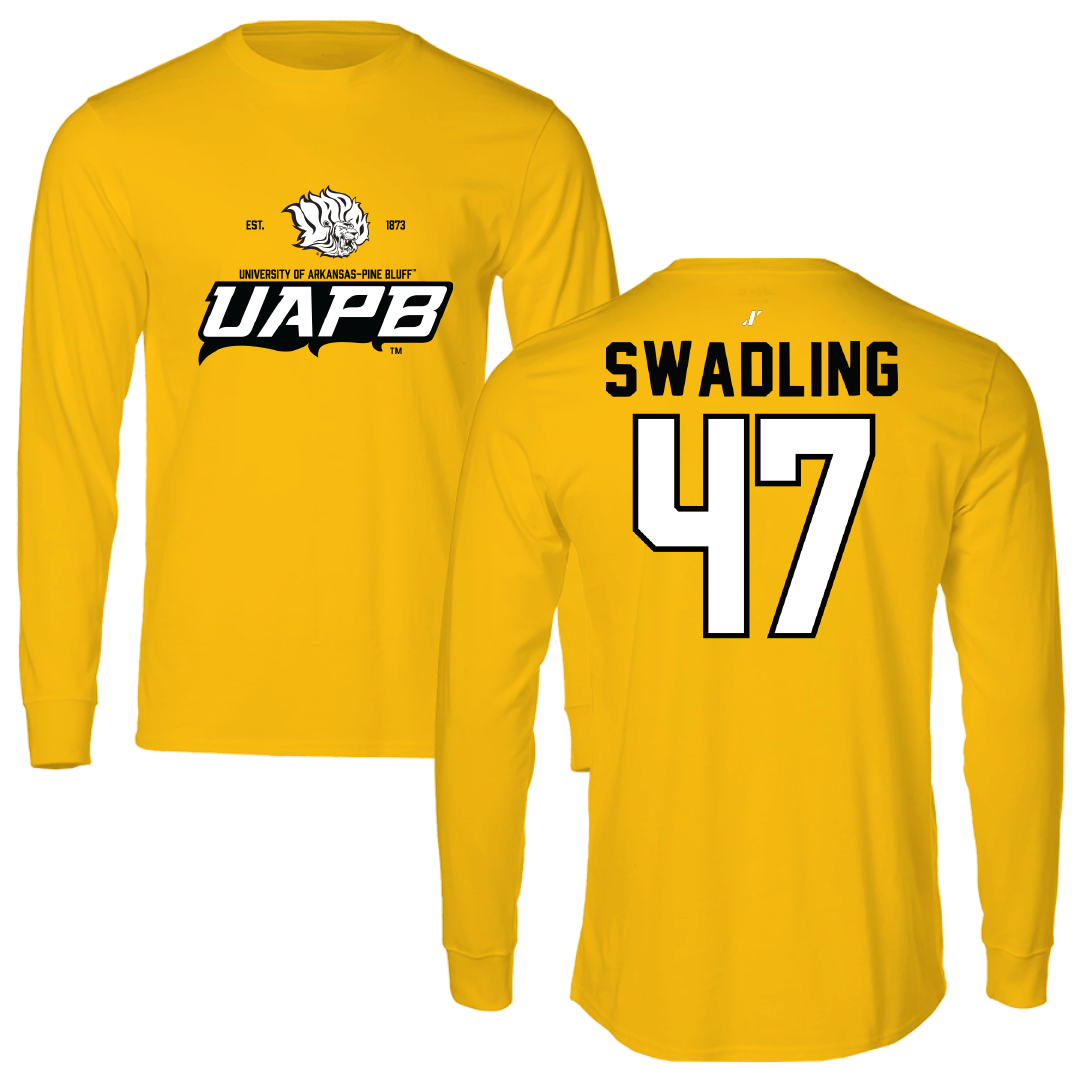 University of Arkansas-Pine Bluff Football Gold General Performance Long Sleeve - #47 Andrew Swadling