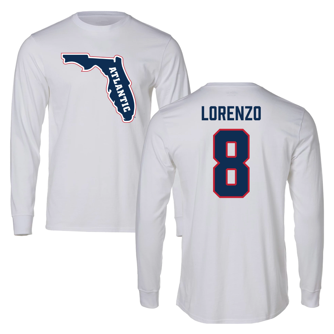 Florida Atlantic University Softball White Long Sleeve - #8 Brooklyn Lorenzo