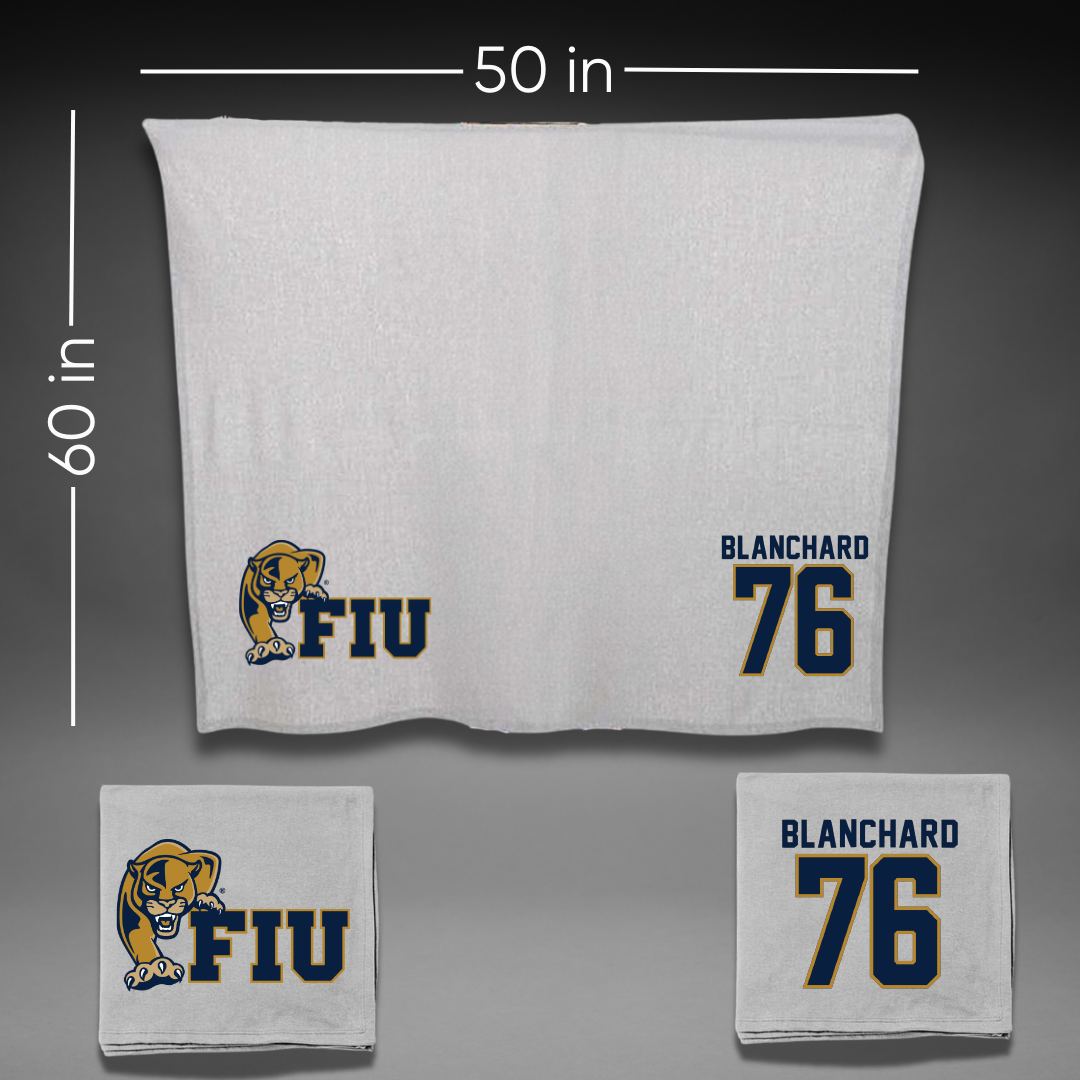 Florida International University Football Gray Blanket - #76 Bo Blanchard