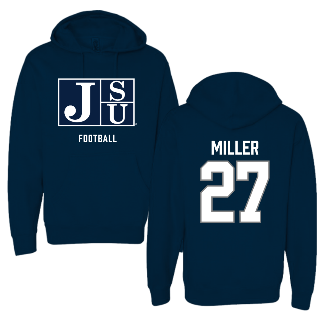 Jackson State University Football Navy Hoodie - #27 Ahmad Miller